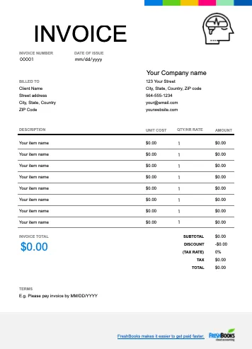 Mental Health Excel Invoice