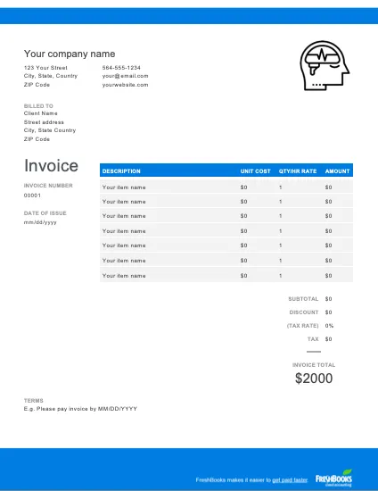 Mental Health Excel Invoice