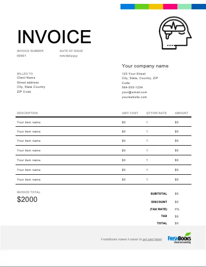 Mental Health Excel Invoice
