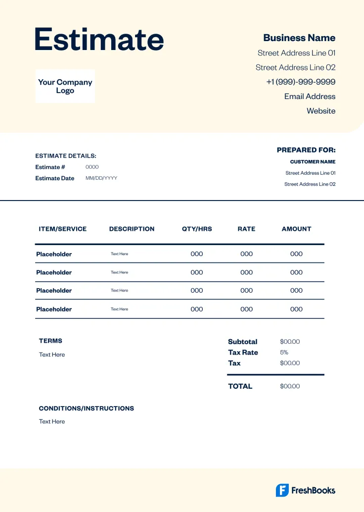 Estimate Template Style US - 2