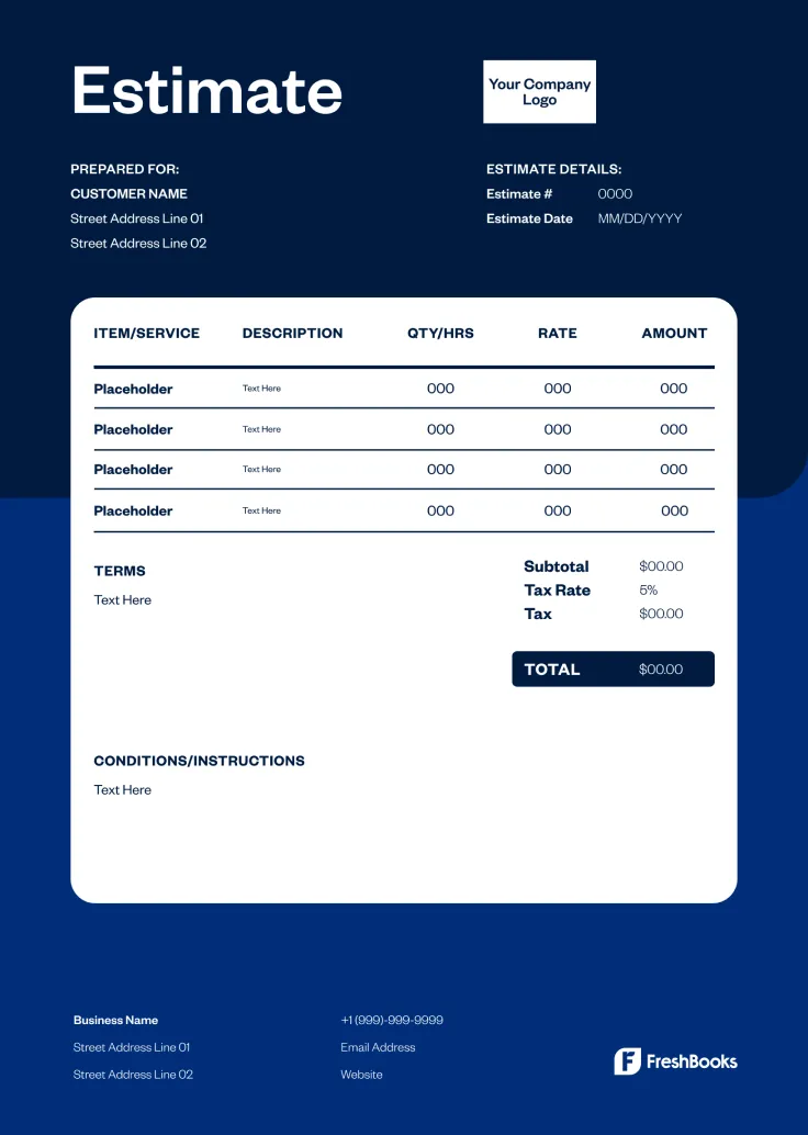 Excel Estimate Template Style 11