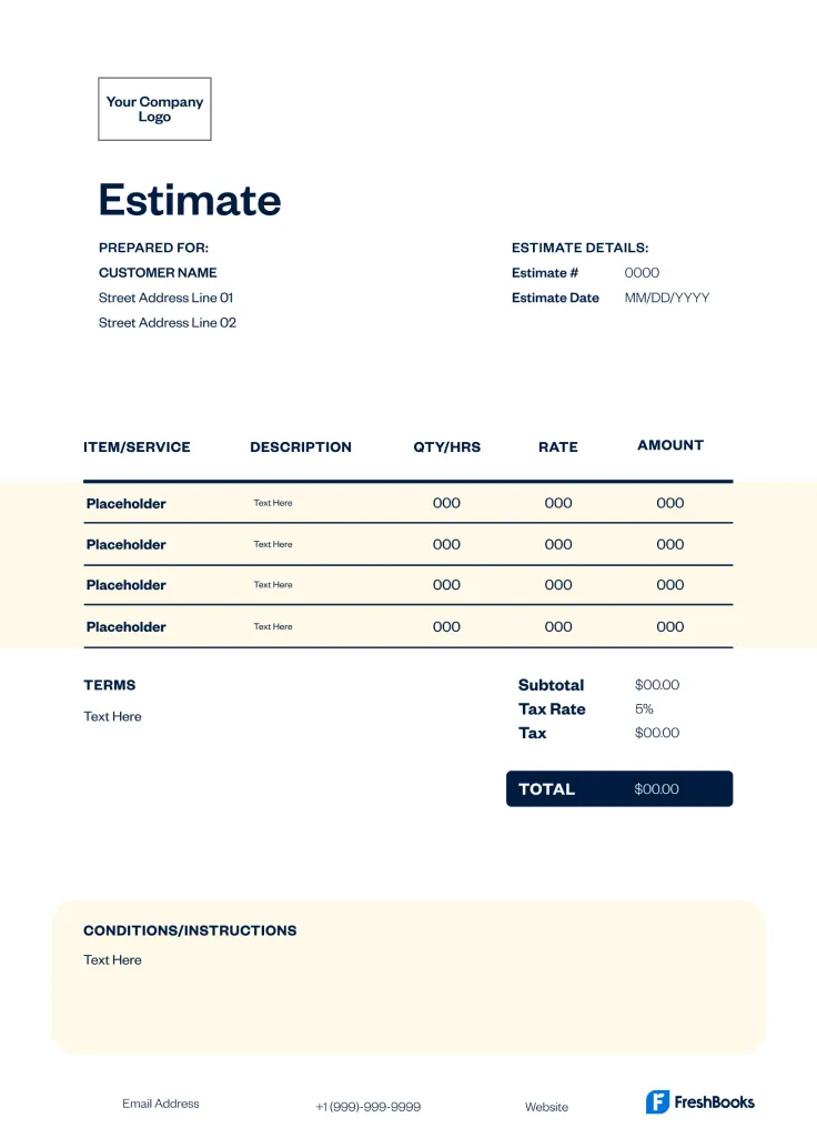 Estimate Template Style US - 08