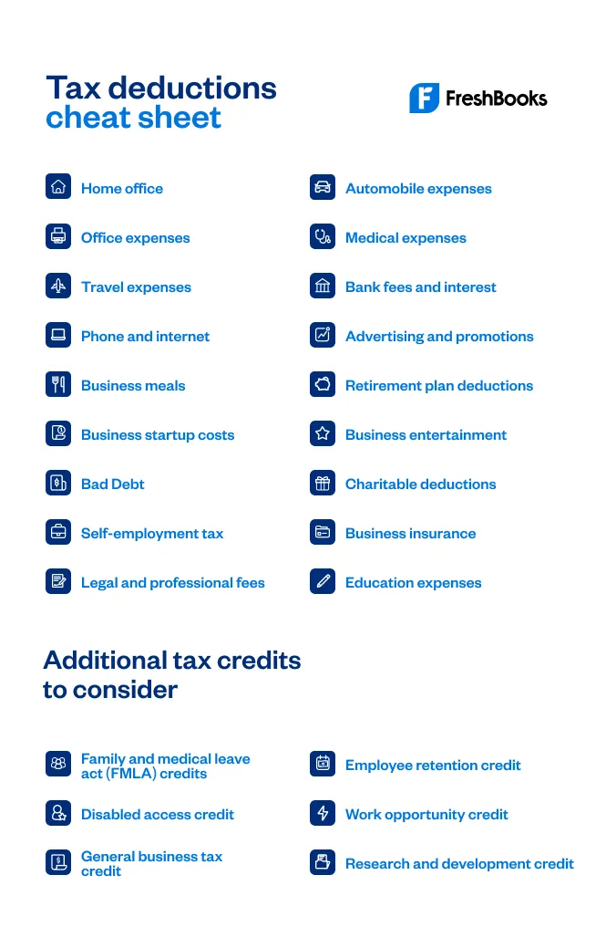 tax deductions cheat sheet